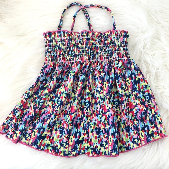 smocked tankini swim top